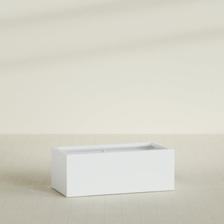Torino Wide Rectangular Planter in Matte Bright White, 48"L × 24"D × 18"H, shown empty