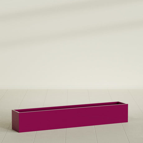 Monaco Rectangle Planter in Gloss Eggplant, 44"L, shown empty