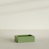 Antwerp Rectangular Planter in Satin Green, 36"L × 24"D × 12"H, shown empty