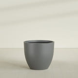 Wannsee Round Planter in Matte Gunmetal, 44"D × 39"H, shown empty