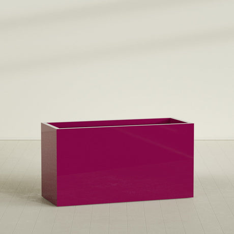 Brisbane Rectangular Planter in Gloss Eggplant, 60"L × 24"D × 32"H, shown empty