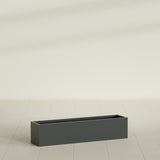 Monaco Rectangle Planter in Matte Charcoal, 32"L, shown empty