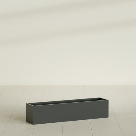 Monaco Rectangle Planter in Matte Charcoal, 32"L, shown empty
