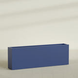 Hollywood Narrow Rectangular Planter in Matte Cobalt Blue, 72"L × 12"D × 24"H, shown empty