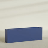 Hollywood Narrow Rectangular Planter in Matte Cobalt Blue, 72"L × 12"D × 24"H, shown empty