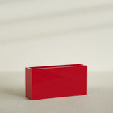 Hollywood Narrow Rectangular Planter in Gloss Red, 48"L × 12"D × 24"H, shown empty
