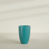 Brannan Tapered Round Planter in Satin Seafoam Green, 24"D × 35"H, shown empty