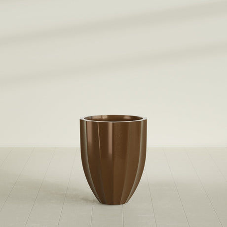Alicante Fluted Planter in Metallic Bronze, 22"D × 27"H, shown empty
