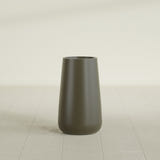 Saigon Tapered Round Planter in Matte Bronze, 14"D × 30"H, shown empty