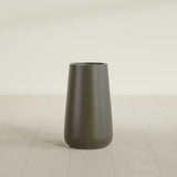 Saigon Tapered Round Planter in Matte Bronze, 14"D × 30"H, shown empty