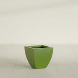 Lima Tapered Square Planter in Satin Green, 16", shown empty