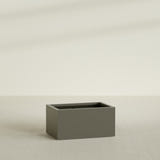 Torino Wide Rectangular Planter in Matte Bronze, 36"L × 24"D × 18"H, shown empty