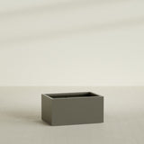 Torino Wide Rectangular Planter in Matte Bronze, 36"L × 24"D × 18"H, shown empty