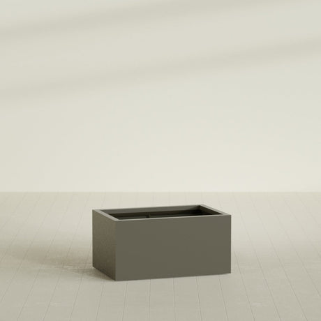 Torino Wide Rectangular Planter in Matte Bronze, 36"L × 24"D × 18"H, shown empty