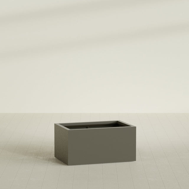 Torino Wide Rectangular Planter in Matte Bronze, 36"L × 24"D × 18"H, shown empty