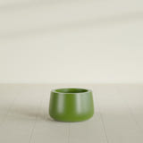Short Hayden Bowl Planter in Satin Green, 12"D × 7"H, shown empty