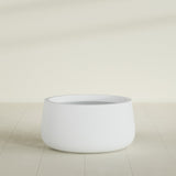 Short Hayden Bowl Planter in Gloss Bright White, 20"D × 10"H, shown empty