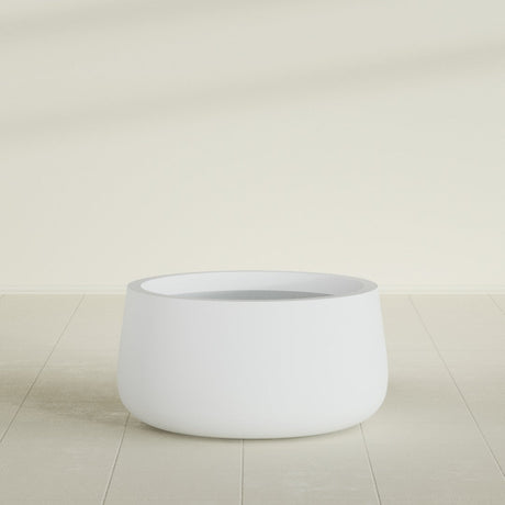 Short Hayden Bowl Planter in Gloss Bright White, 20"D × 10"H, shown empty