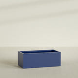 Torino Wide Rectangular Planter in Matte Cobalt Blue, 48"L × 24"D × 18"H, shown empty