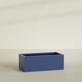 Torino Wide Rectangular Planter in Matte Cobalt Blue, 48"L × 24"D × 18"H, shown empty