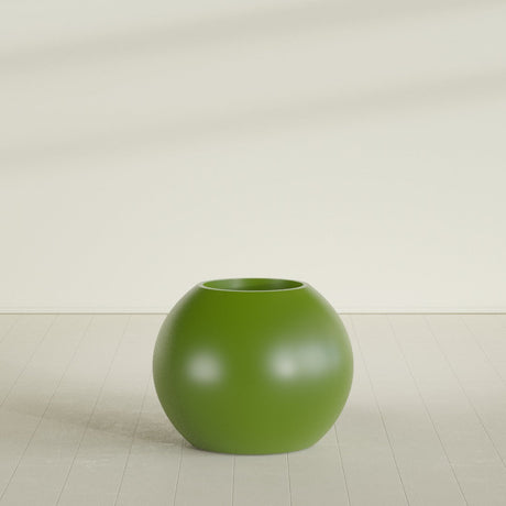 Globe Planter in Satin Green, 30"D × 24"H, shown empty