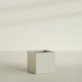 Montroy Cube Planter in Satin Beige, 32", shown empty