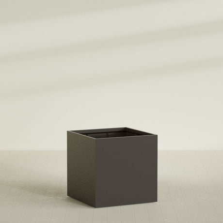 Montroy Cube Planter in Matte Dark Brown, 48", shown empty