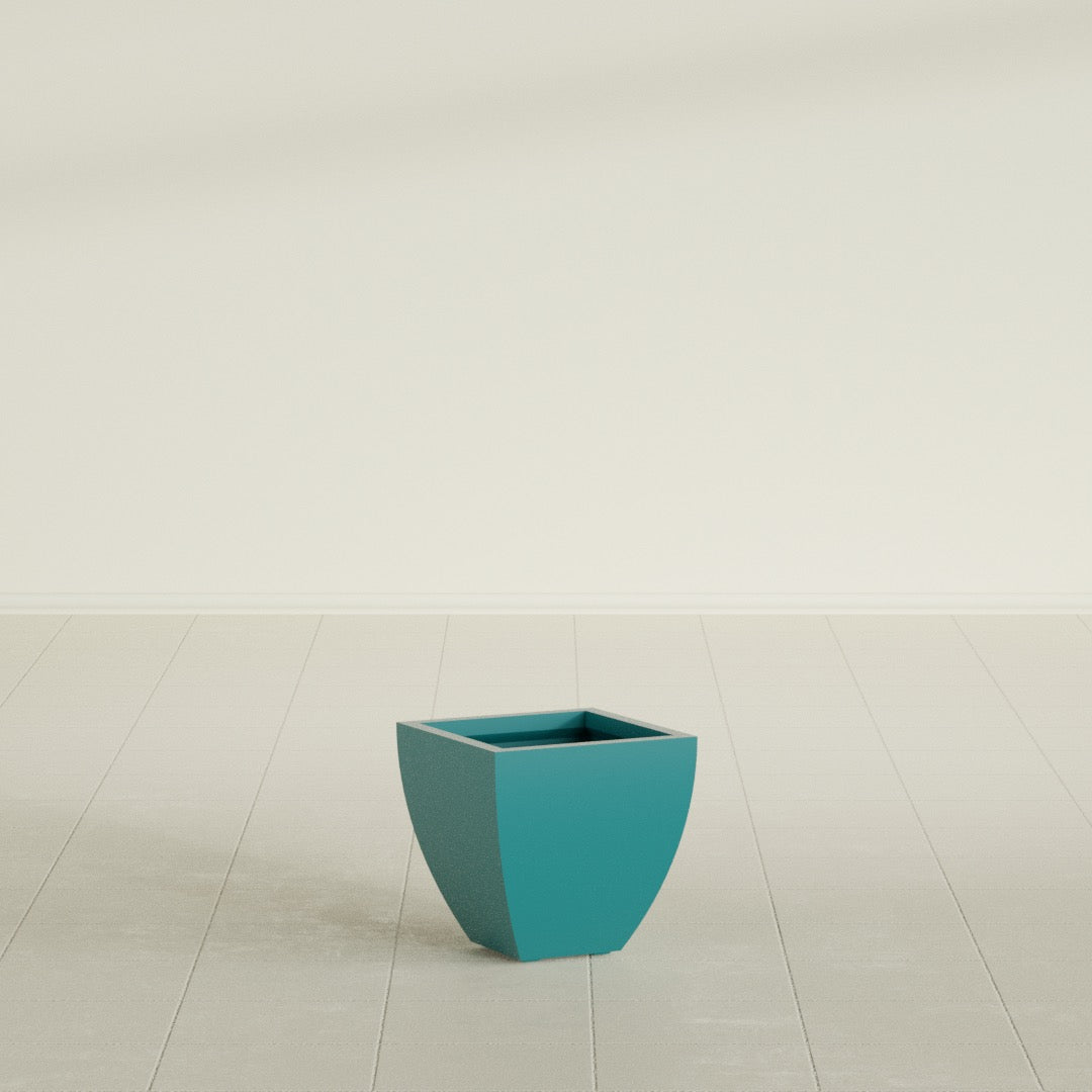 Lima Tapered Square Planter in Satin Seafoam Green, 12", shown empty
