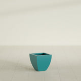 Lima Tapered Square Planter in Satin Seafoam Green, 12", shown empty