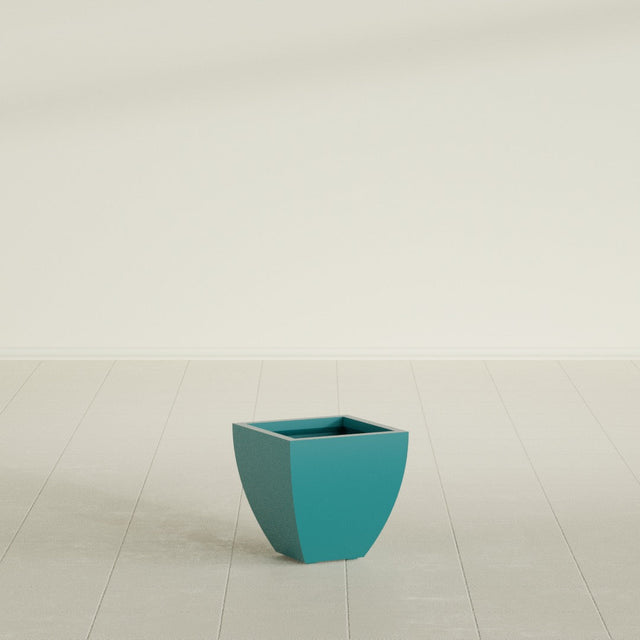 Lima Tapered Square Planter in Satin Seafoam Green, 12", shown empty