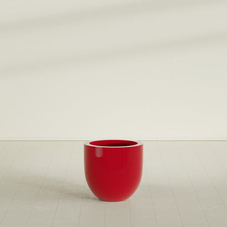 Alzira Bowl Planter in Gloss Red, 23"D × 22"H, shown empty