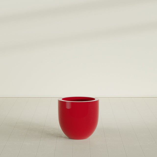 Alzira Bowl Planter in Gloss Red, 23"D × 22"H, shown empty
