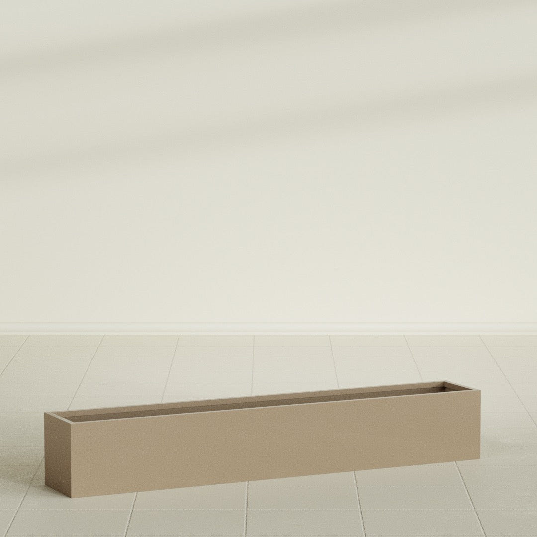 Monaco Rectangle Planter in Gloss Metallic Gold, 44"L, shown empty