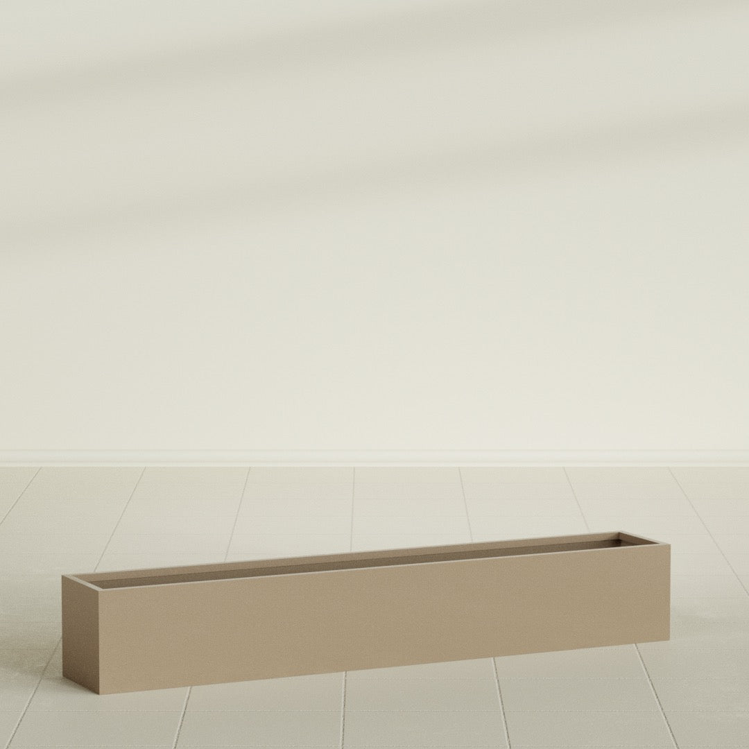 Monaco Rectangle Planter in Gloss Metallic Gold, 44"L, shown empty