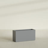 Miami Narrow Rectangular Planter in Matte Gunmetal, 36"L × 12"D × 18"H, shown empty