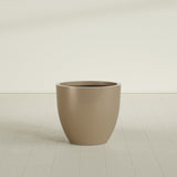Wannsee Round Planter in Gloss Metallic Gold, 33"D × 29"H, shown empty