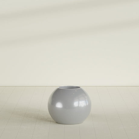 Globe Planter in Metallic Silver, 24"D × 19"H, shown empty