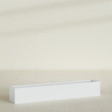 Monaco Rectangle Planter in Gloss Bright White, 44"L, shown empty