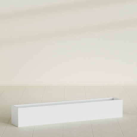 Monaco Rectangle Planter in Gloss Bright White, 44"L, shown empty