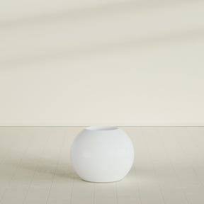 Globe Planter in Matte Bright White, 24"D × 19"H, shown empty