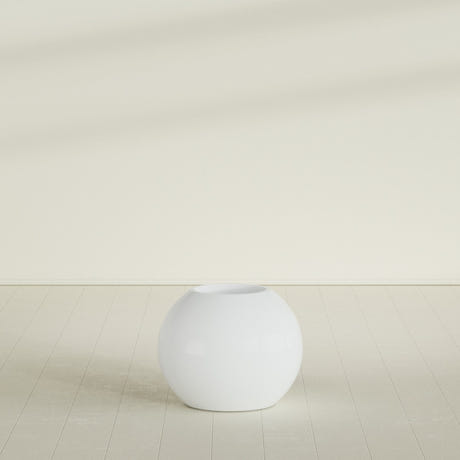 Globe Planter in Matte Bright White, 24"D × 19"H, shown empty