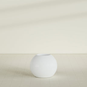 Globe Planter in Matte Bright White, 24"D × 19"H, shown empty