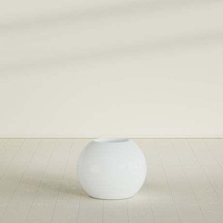 Globe Planter in Matte Bright White, 24"D × 19"H, shown empty