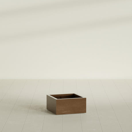 Antwerp corner fiberglass planter in Metallic Bronze