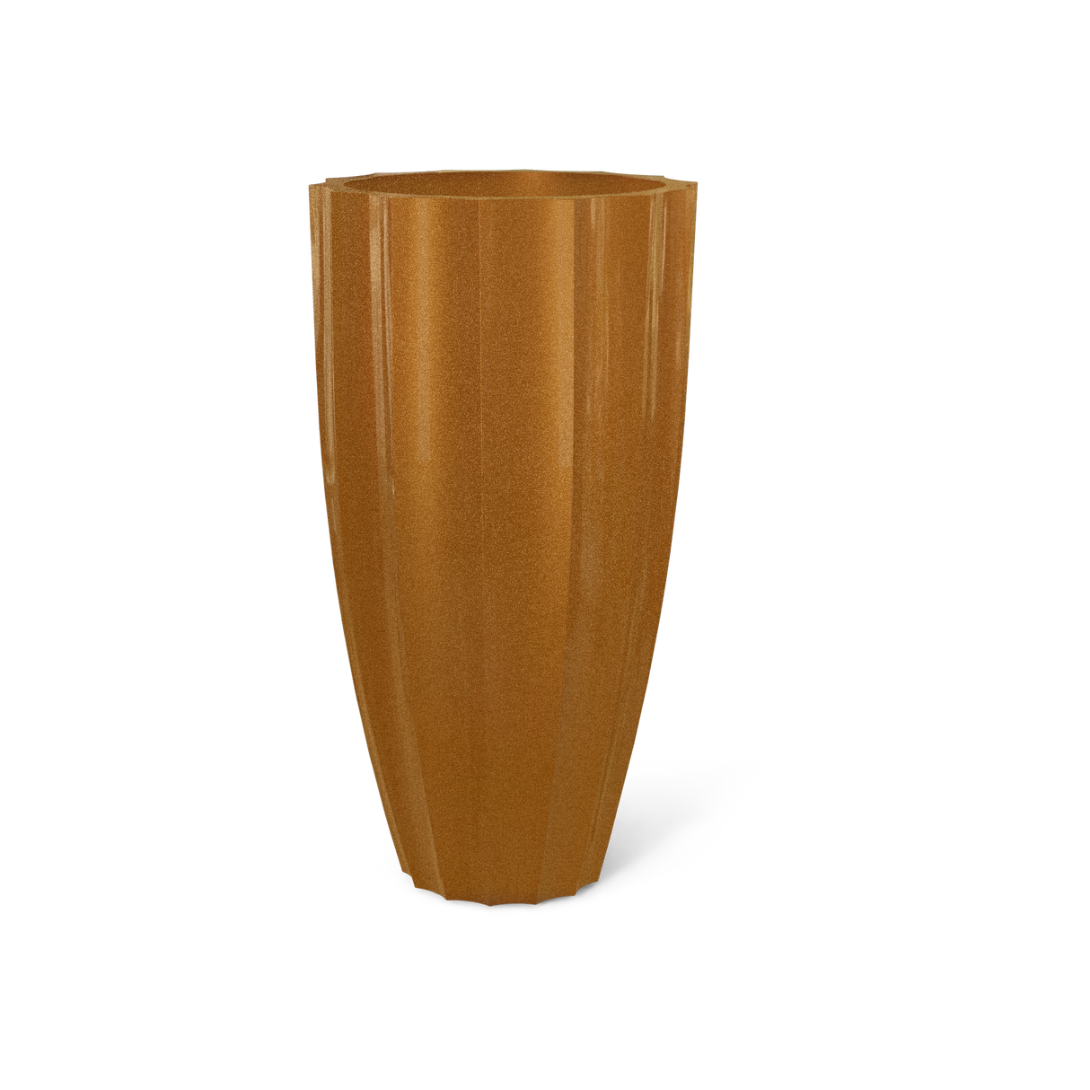 San Jose tall fluted fiberglass planter in Metallic Bronze