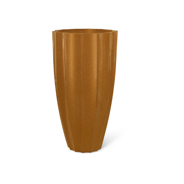 San Jose Tall Fluted Planter in Metallic Bronze
