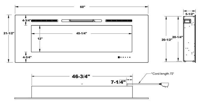 Modern Flames 60" Challenger Recessed Electric Fireplace CEF-60B