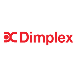 Red Dimplex logo with stylized letters on a white background in a clean, modern design