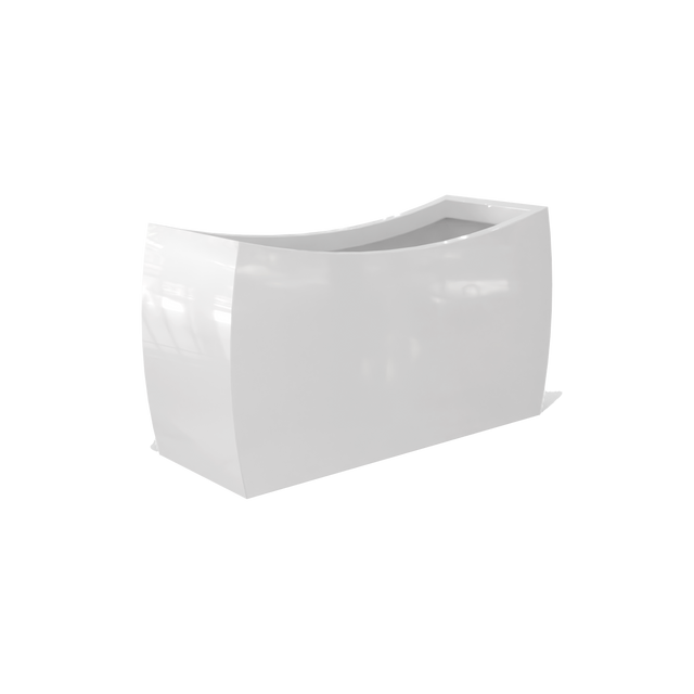 Seoul curved rectangular fiberglass planter in Gloss Bright White
