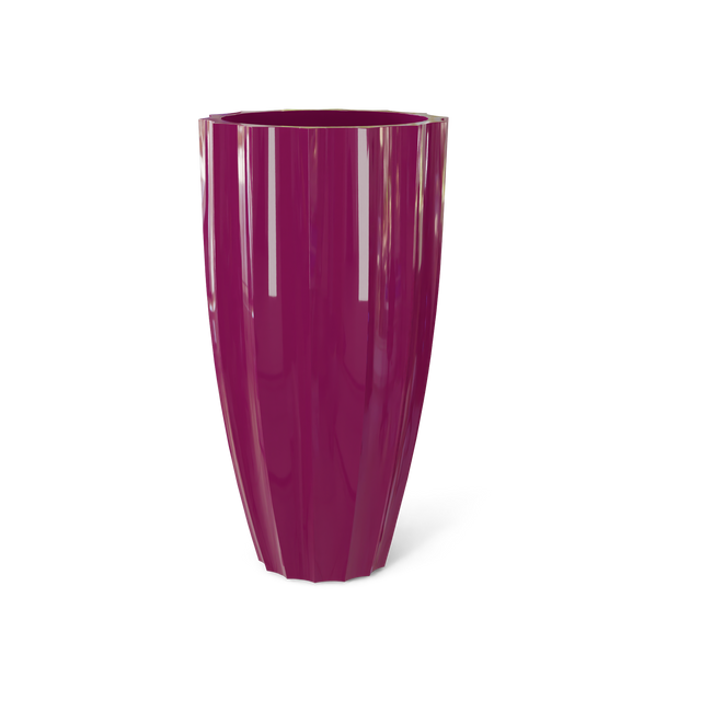 San Jose Tall Fluted Planter in Gloss Eggplant